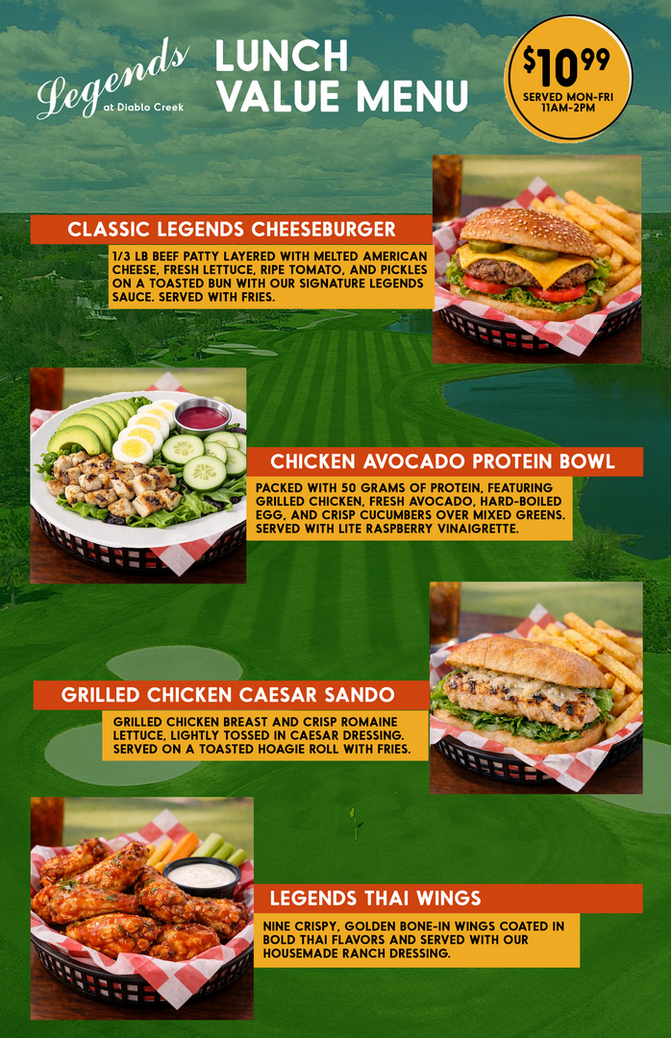 Legends Diablo Creek Lunch Value Menu Concord Ca