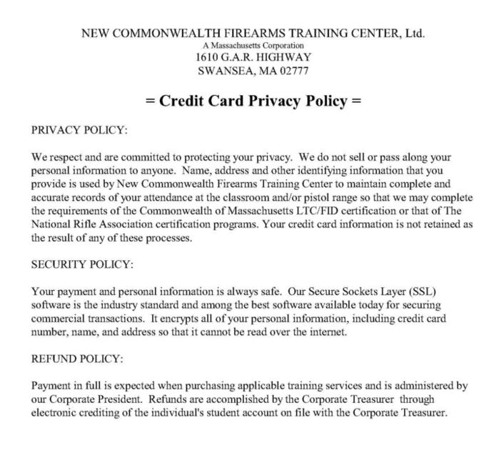 Credit Card Policy