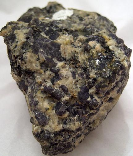 Blue gray Corundum Sapphire crystals, Baddeleyite, Biotite mica, Bozeman Corundum Co. Mine, Gallatin Gateway, Gallatin County, Montana, USA, ex Rutgers Geology Museum