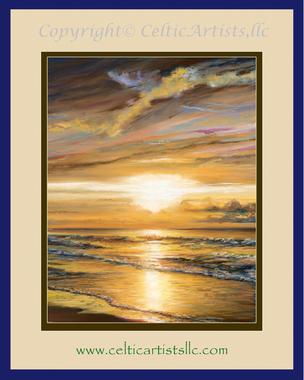 ​"Sunrise over St. George Island (Florida)". Artist: Pam Hartford. 8"x10", 11"x14", 8"x10" Pastels. December, 2016. (CA # 20049). SOLD: Commission, Private Collection. E-mail Pam for pricing for prints or commissioning an original landscape.