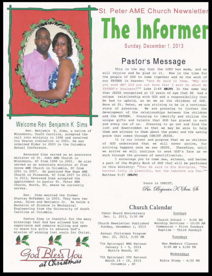 Newsletter - 12-1-2013
