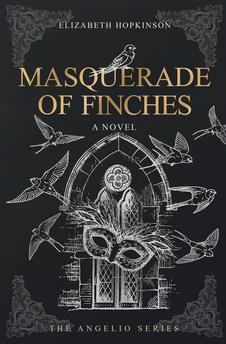 Masquerade of Finches book cover with a red bird and green mask