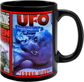 Alien Autopsy UFO Magazine Black Glossy Mug ​by Spyros Melaris