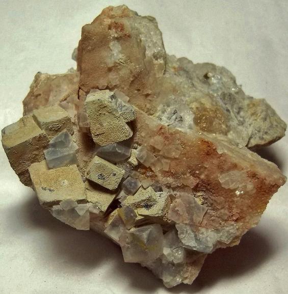 fluorescent FLUORITE, GALENA, QUARTZ, ANGLESITE - Desert Rose Mine (Downey Stope; Mountain Canyon Mine; Ace High Mine), Garden Spring Canyon, Bingham, Hansonburg District, Socorro County, New Mexico, USA