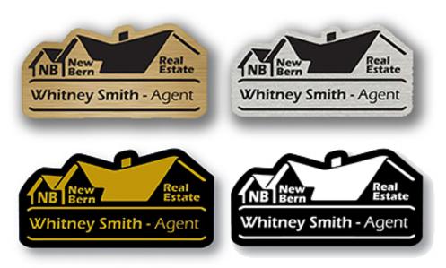 NB-PL plastic name badges 3" x 1.5" -Brushed Gold laser etches to black, brushed silver laser etches to black, Black laser etches to gold, magnet finding on backs, USPS shipping included