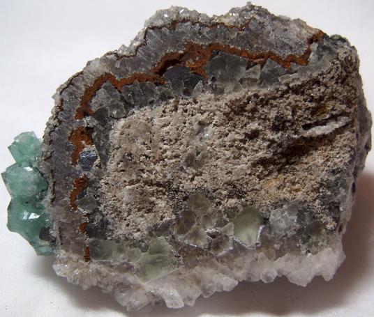 fluorescent green FLUORITE, QUARTZ, GALENA - Rogerley Mine, Rogerley Quarry, Stanhope, Frosterley, Weardale, North Pennines, County Durham, England, United Kingdom