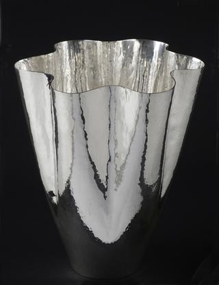 Hand raised fine silver vase