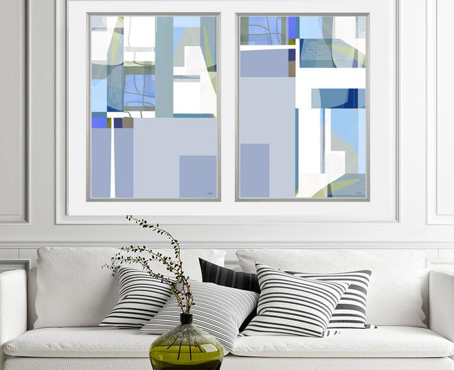 Blue, gray and green abstract art, #abstract art