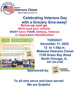 #VETERANS DAY#AMERICAN LEGION #SaluteINC #VFW #Midwest Veterans Closet #Lake County #North Chicago #Food Pantry #Veterans #Feeding America #MIA #POW#NORTHERN ILLINOIS FOOD BANK