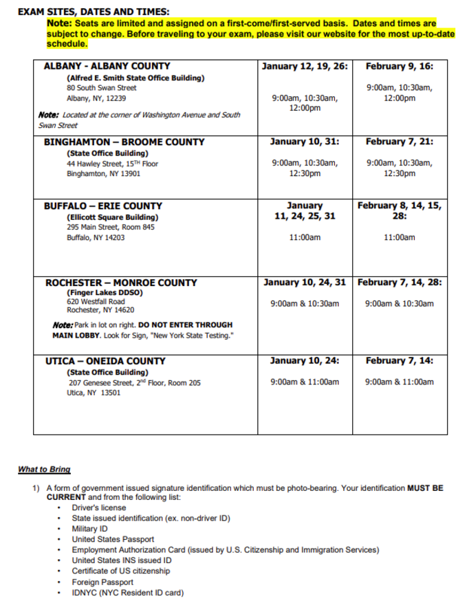 NYS Notary Public Exam Albany, Binghamton, Buffalo, Rochester & Utica NY