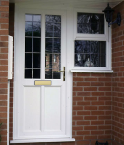 White UPVC door with window