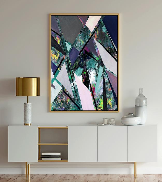 Navy blue and multi color Abstract Art painting print