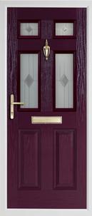 2 panel 4 square rebate composite door in purple