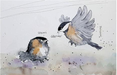 Season's Greeting Birds