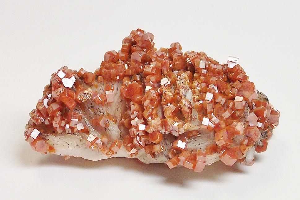 Vanadinite crystals on Baryte crystals Mibladen Morocco
