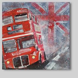 acrylic painting, london bus, painting of a bus