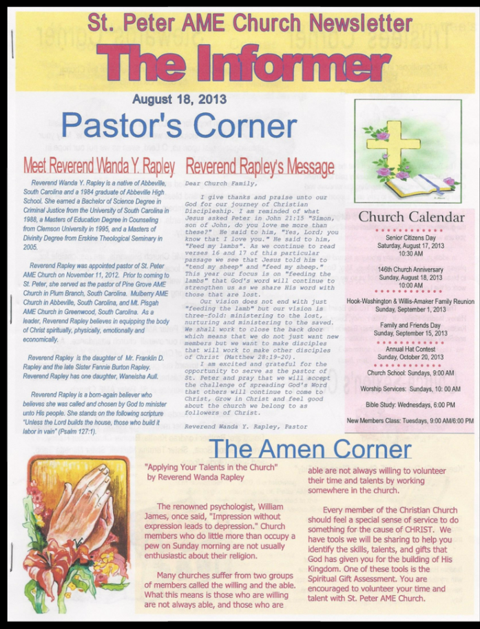 Newsletter - August 18, 2013