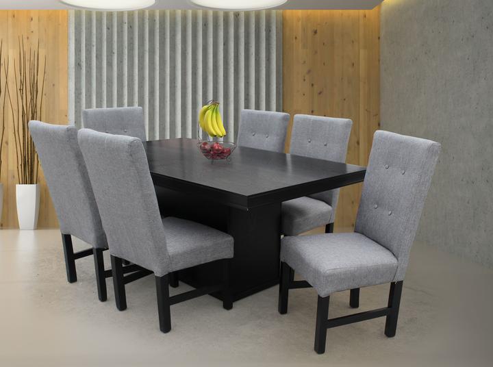 Elegante juego comedor mesa y 6 sillas tapizadas