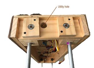 Picture of section table top end showing utility hole.
