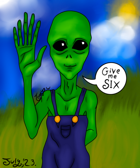 Give Me Six" featuring Watts the friendly Alien - Unisex Softstyle T-Shirt