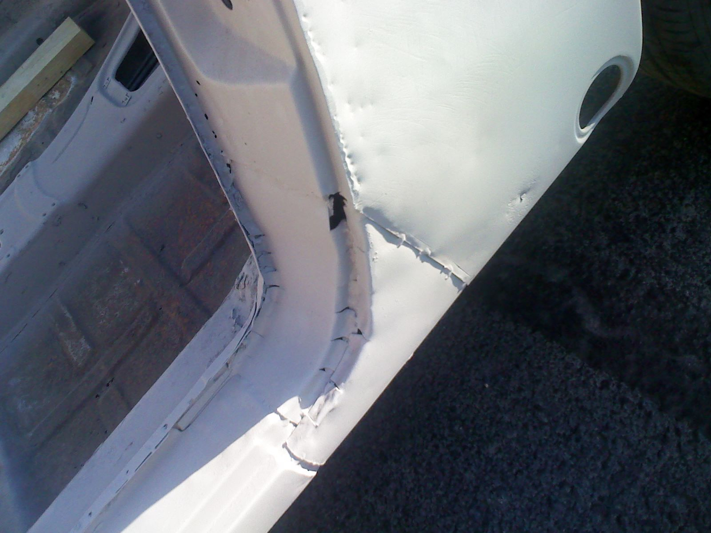 After media blasting — rust holes revealed