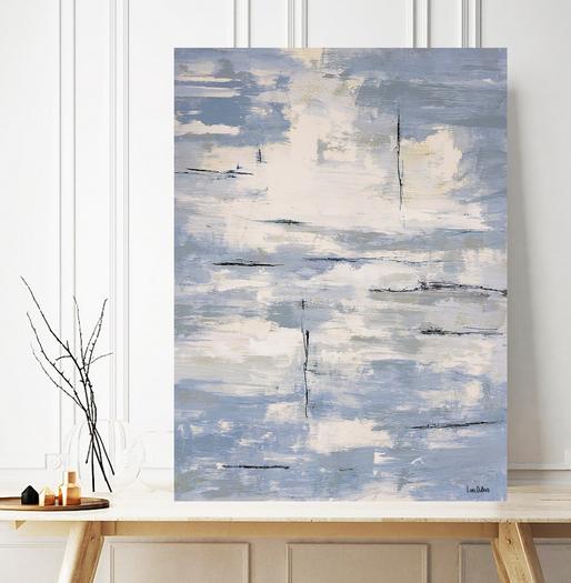 Blue and white abstract art