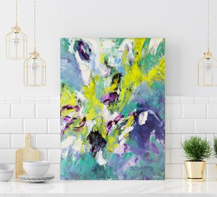 Blue multi color abstract art