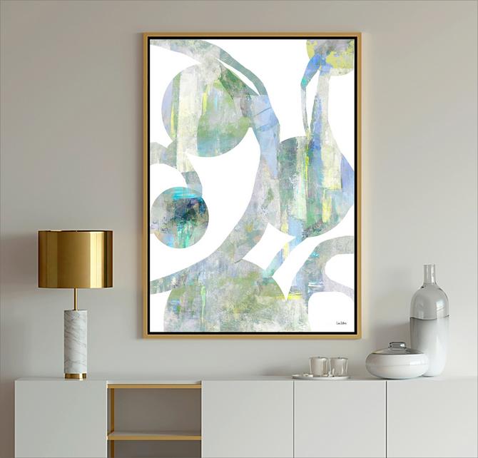 Blue Abstract art showing shapes and lines, Dubois Art