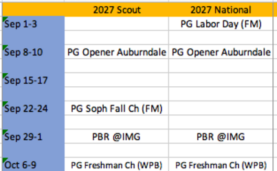 Fall Schedules