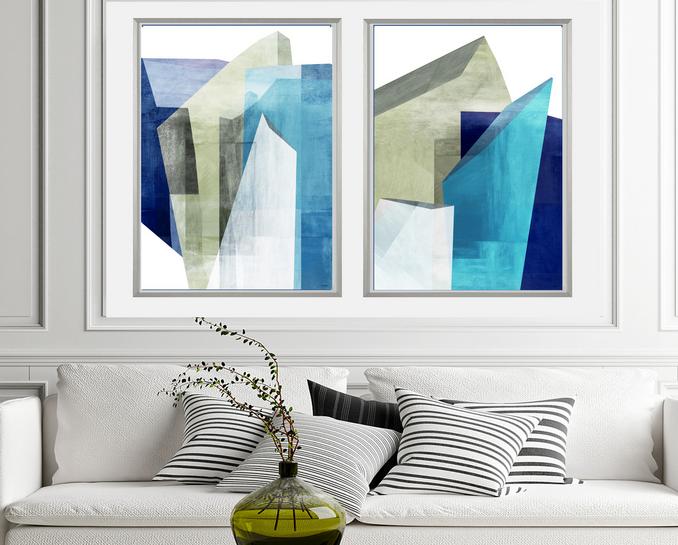 Blue, gray and gold abstract art, #abstract art