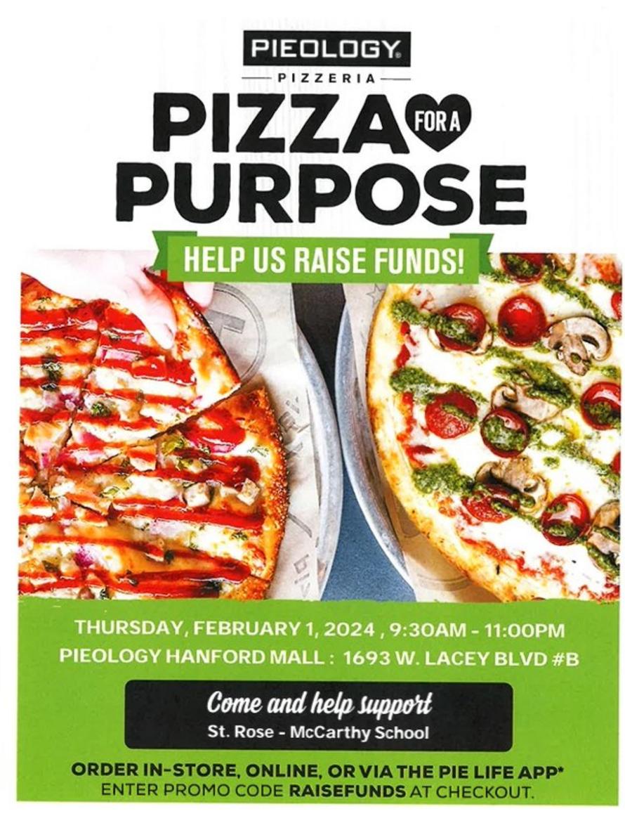 Pieology Fundraiser for Catholic School in Hanford