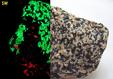 FRANKLINITE-MAGNETITE, fluorescent WILLEMITE, CALCITE - Sterling Mine, Sterling Hill, Ogdensburg, Franklin Mining District, Sussex County, New Jersey, USA - Franklinite type locality - sold