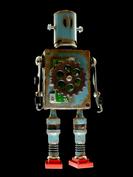 retro robot sculpture art astronaut