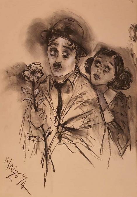 Charlie Chaplin - Charcoal on Paper 90 x 60 cm