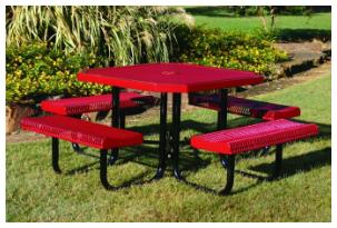 red and black 46" metal table