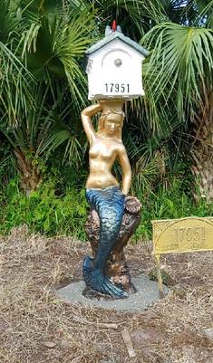 Concrete mermaid mailbox