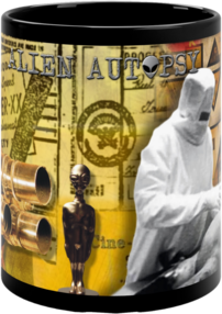 Alien Autopsy Super XX Film Black Glossy Mug ​by Spyros Melaris
