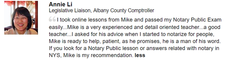 Notary Class Endorsement NY State Legislative Department