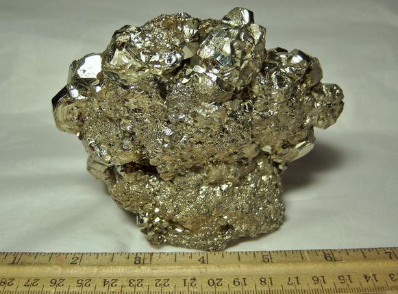 Golden pyritohedral Pyrite crystals, galena, quartz, Huanzala Mine, Huallanca District, Dos de Mayo Province, Huanuco Department, Peru, ex Rutgers Geology Museum