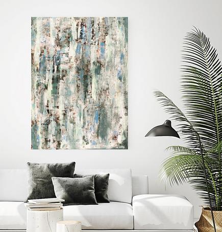 Light blue and aqua modern abstract art painting print