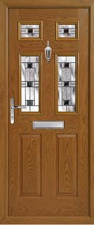 2 panel 4 square composite door in light wood