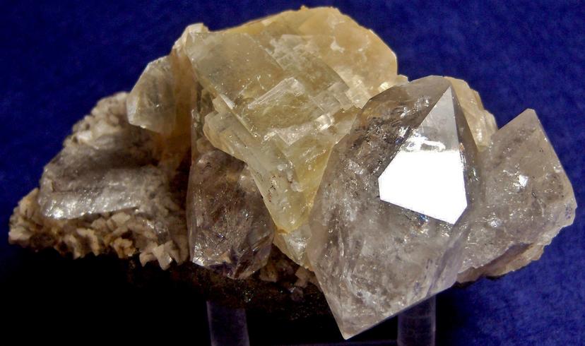 fluorescent Herkimer Diamond QUARTZ, DOLOMITE, CALCITE, MARCASITE, PYROBITUMEN - St. Johnsville, Montgomery County, New York, USA - ex Adrian Labuz 1970s - for sale