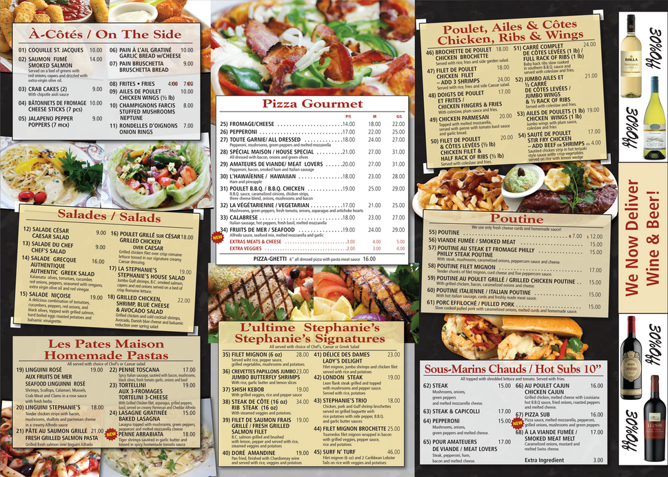 Stephanie's Grill Restaurant Menu- Hotel-Motel- Inn Hawkesbury