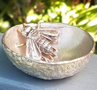Insect Bowls, Hammered bowls, Leafy bowls, bee bowls, metal honeypot,
