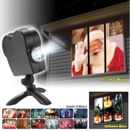 Halloween Christmas Laser Projector 12 Movies Disco Light Mini Window Home Theatre Projector Indoor Outdoor Projector