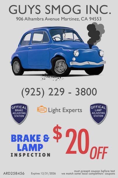 Coupon for Brake and Lamp Inspection Coupon Contra Costa County