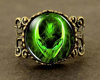 Steampunk Space Alien Universe UFO Galaxy Ring glass 1pcs/lot mens women jewelry dr who 2017