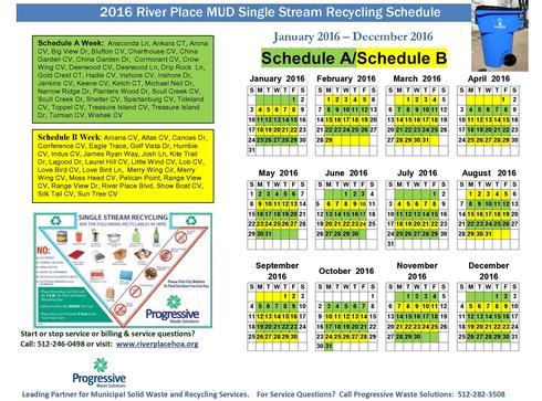 PDF image of recycling schedule