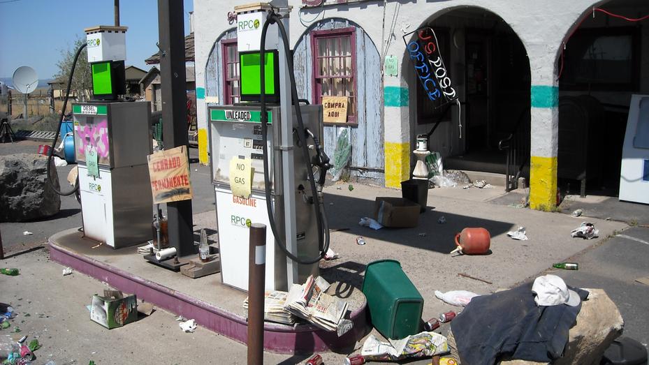 Apocalyptic gas station set