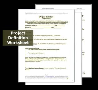 project definition worksheets or enhanced project charter worksheets